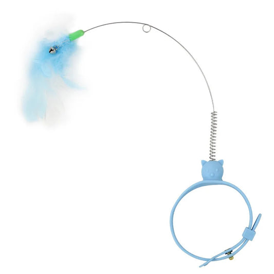 Cat Collar Silicone Cat Teasing Wand Adjustable Cat Feather Collar Toys with Bell Cat Interactive Teaser Toys