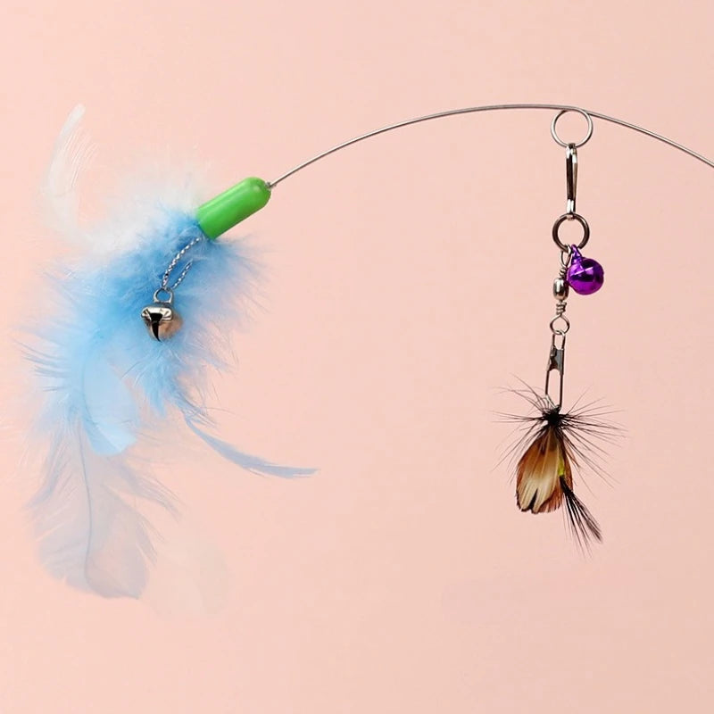 Cat Collar Silicone Cat Teasing Wand Adjustable Cat Feather Collar Toys with Bell Cat Interactive Teaser Toys
