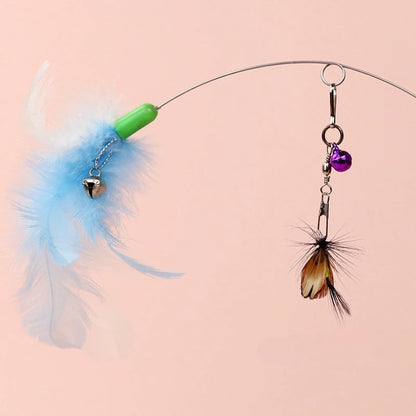 Cat Collar Silicone Cat Teasing Wand Adjustable Cat Feather Collar Toys with Bell Cat Interactive Teaser Toys