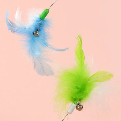 Cat Collar Silicone Cat Teasing Wand Adjustable Cat Feather Collar Toys with Bell Cat Interactive Teaser Toys